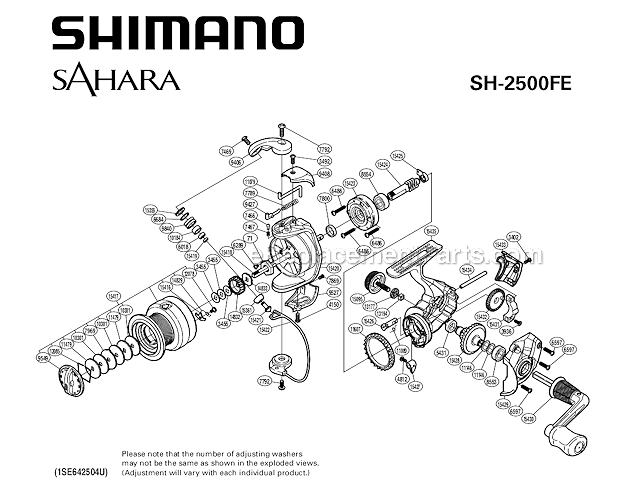 Shimano SH2500FE Sprinning Reel Sahara Page A Diagram