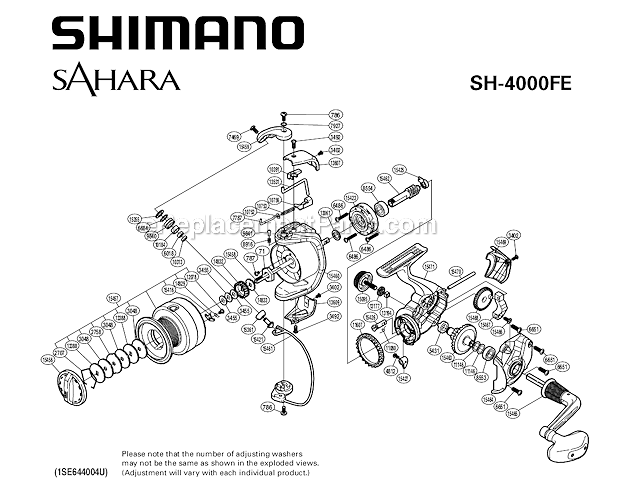 Shimano SH4000FE Spinning Reel Sahara Page A Diagram