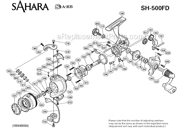 Shimano SH500FD Sahara Spinning Reel Page A Diagram