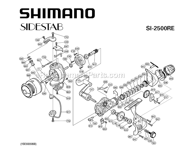 Shimano SI2500RE Sprinning Reel Sidestab Page A Diagram