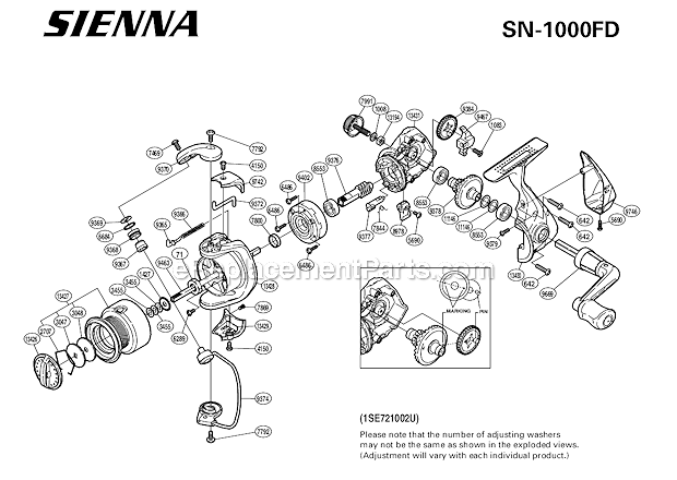 Shimano SN-1000FD Sienna FD Spinning Reel Page A Diagram