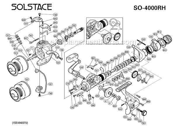Shimano SO4000RH Solstace Spinning Reel Page A Diagram