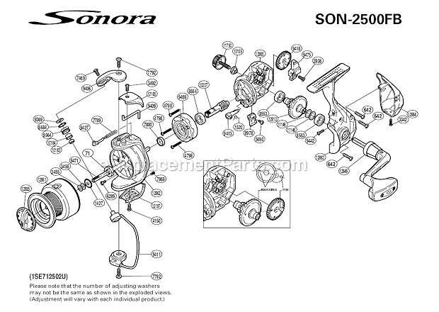 Shimano SON-2500FB Sonora Spinning Reel Page A Diagram