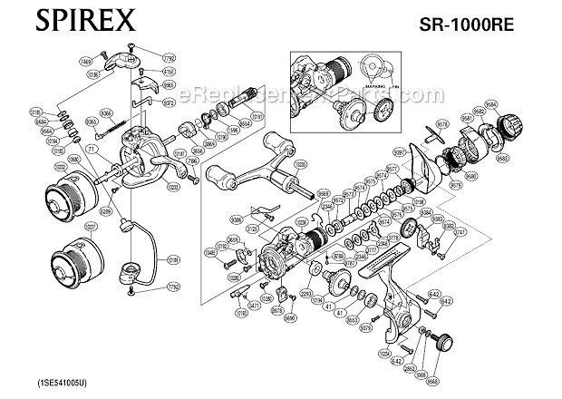 Shimano SR-1000RE Spirex Spinning Reel Page A Diagram