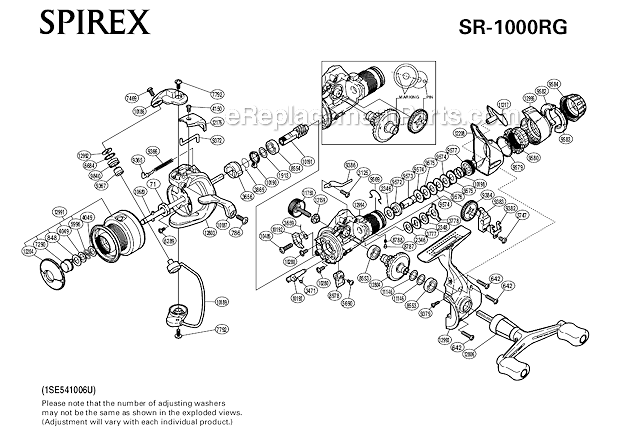 Shimano SR-1000RG Spirex Spinning Reel Page A Diagram