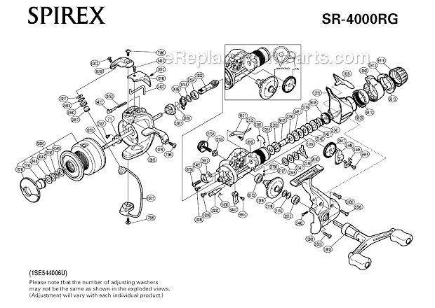Shimano SR-4000RG Spirex Spinning Reel Page A Diagram