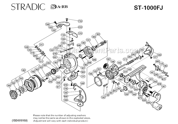 Shimano ST-1000FJ Stradic Spinning Reel Page A Diagram
