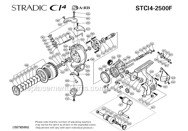 Shimano STCI4-2500F Stradic Spinning Reel Page A Diagram