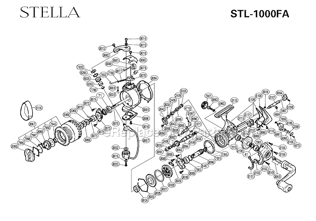 Shimano STL-1000FA Stella Spinning Reel Page A Diagram
