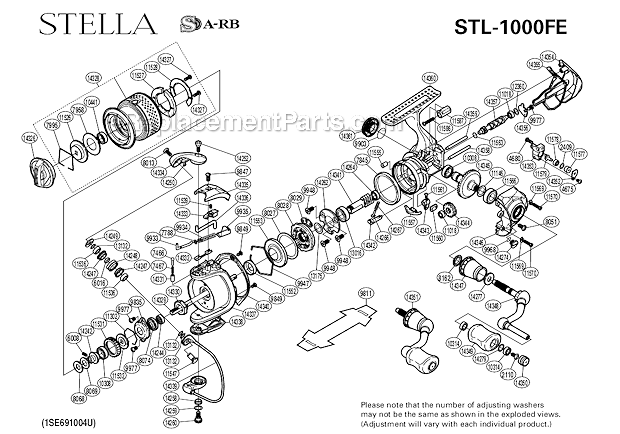Shimano STL-1000FE Stella Spinning Reel Page A Diagram