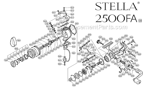 Shimano STL-2500FA Stella Spinning Reel Page A Diagram