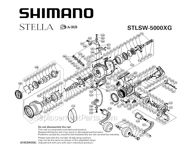 Shimano STLSW5000XG Offshore Spinning Reel Stella SW Page A Diagram