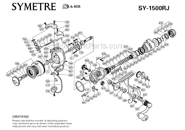 Shimano SY-1500RJ Symetre RJ Spinning Reel Page A Diagram