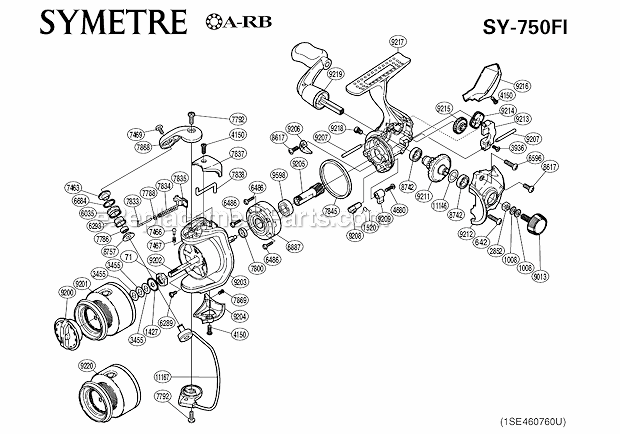 Shimano SY-750FI Symetre Spinning Reel Page A Diagram
