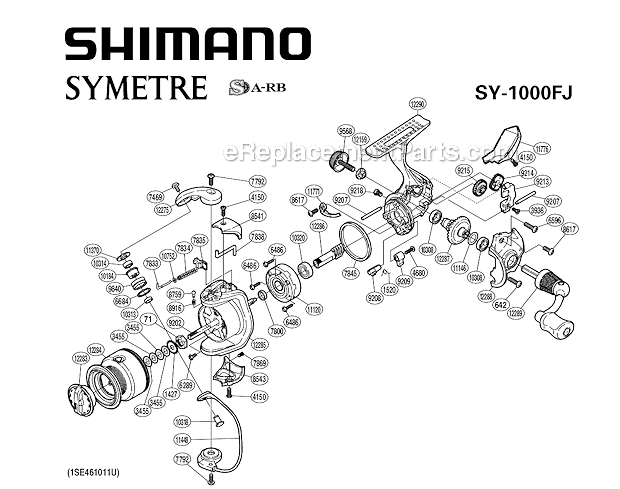 Shimano SY1000FJ Spinning Reel Symetre Page A Diagram