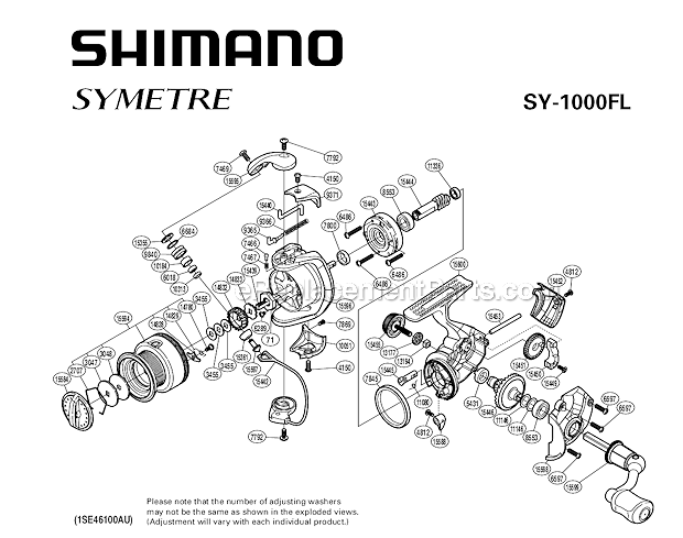 Shimano SY1000FL Spinning Reel Symetre Fl Page A Diagram