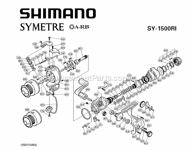 Shimano SY1500RI Spinning Reel Symetre Page A Diagram