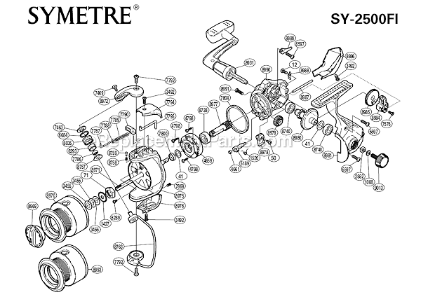 Shimano SY2500FI Symetre Spinning Reel Page A Diagram