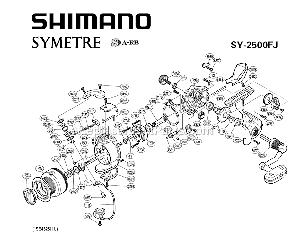 Shimano SY2500FJ Spinning Reel Symetre Page A Diagram