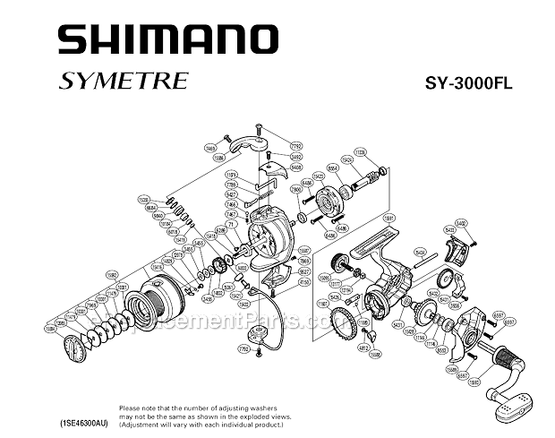 Shimano SY3000FL Spinning Reel Symetre Fl Page A Diagram