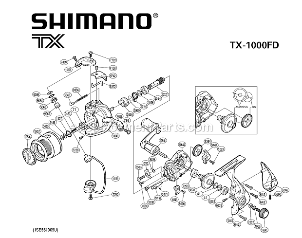 Shimano TX1000FD Spinning Reel TX Page A Diagram