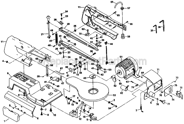 Skil 3330 TYPE 1 (F012333099) 16 in. Scroll Saw Page A Diagram