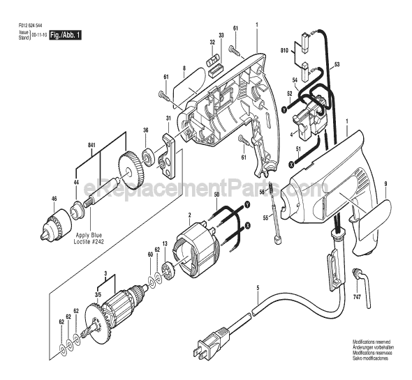 Skil 6245 (F012624544) 3/8 in. Electric Drill Page A Diagram