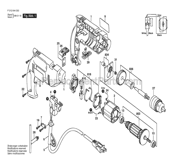 Skil 6443 TYPE 1 (F012644300) 1/2 in. Electric Hammer Drill Page A Diagram