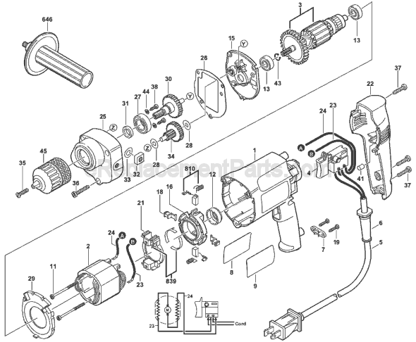 Skil HD6540 TYPE 1 (F012654000) 3/8 in. Electric Drill Page A Diagram