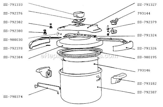 T-Fal 410338 (After 01/10/95) Pressure Cooker Page A Diagram