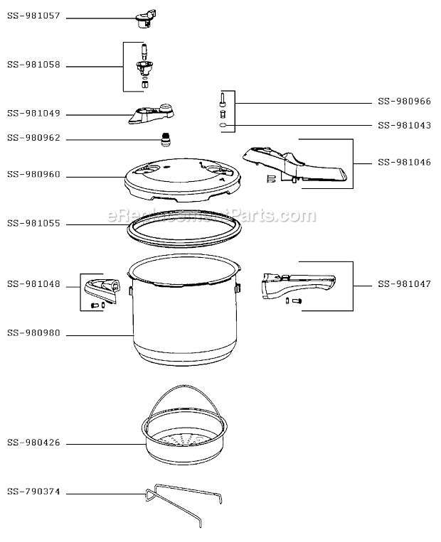 T-Fal P2500739/AWA Pressure Cooker Page A Diagram