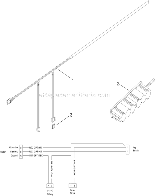 Toro 117-4092 (2008) Lawn Mower Attachment Electrical Service Kit Assembly No. 117-4092 Diagram