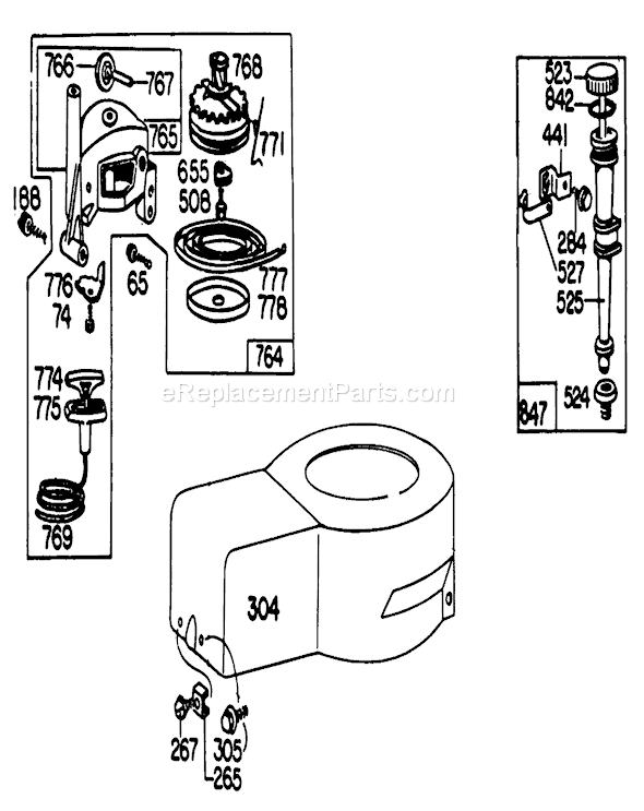 Toro 20725 (0000001-0999999)(1980) Lawn Mower Starter and Shroud Diagram