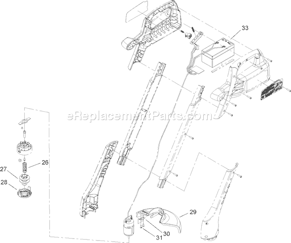 Toro 51467 (280000001-280010000)(2008) Trimmer Spool, Battery and Shield Assembly Diagram