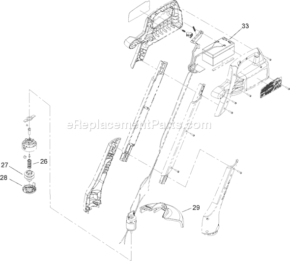 Toro 51467 (290000001-290999999)(2009) Trimmer Battery and Spool Assembly Diagram