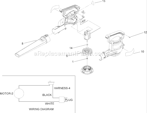 Toro 51586 (240500001-240999999)(2004) Blower-Vacuum Blower Impeller and Tube Assembly Diagram