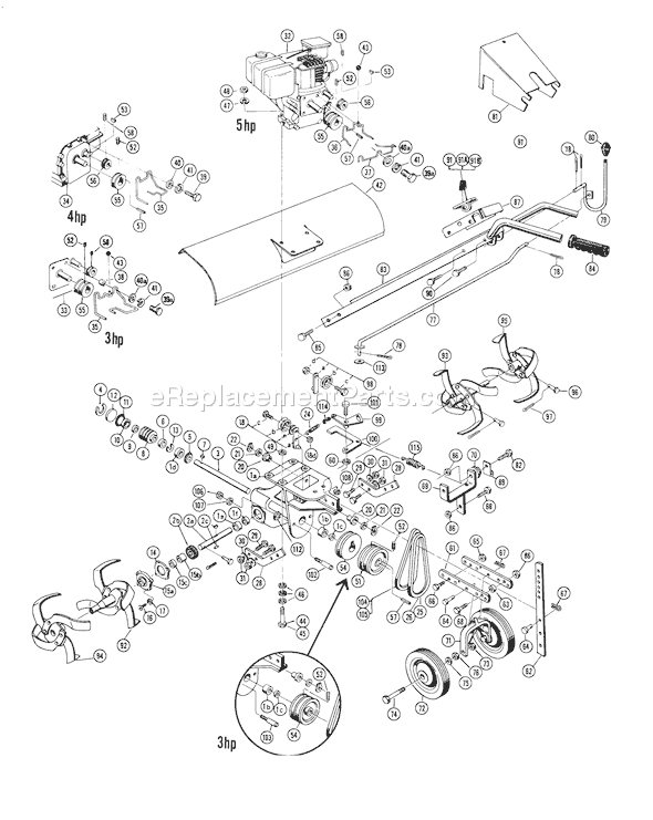 Toro 58000 (8000001-8999999)(1968) Tiller Tiller Parts List Diagram