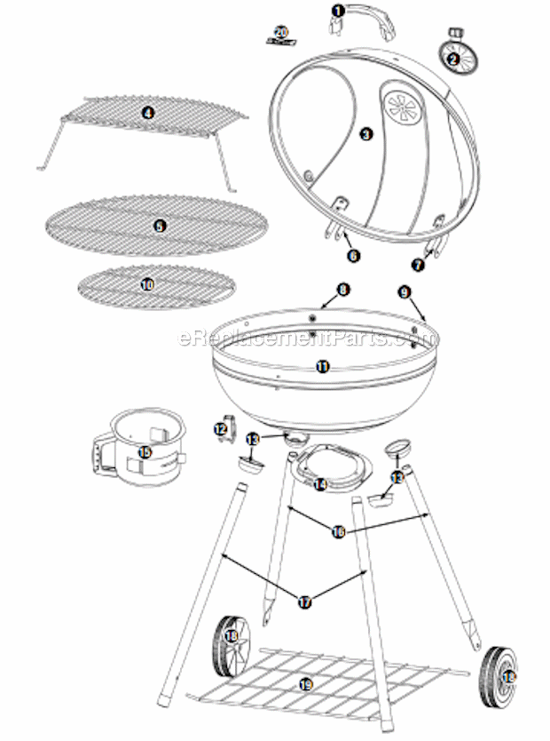 Uniflame CBC2206-C Outdoor Charcoal Barbeque Grill Page A Diagram