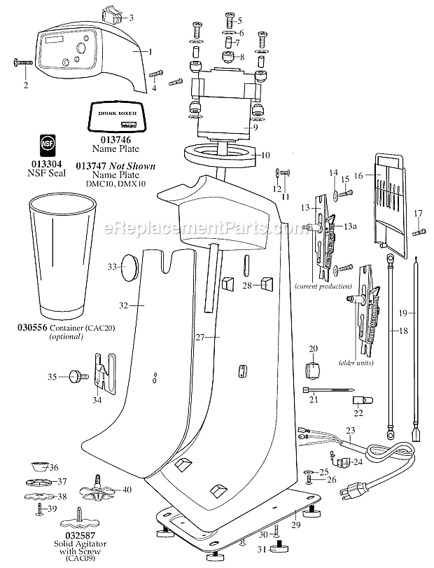 Waring 31DM52 Drink Mixer Page A Diagram