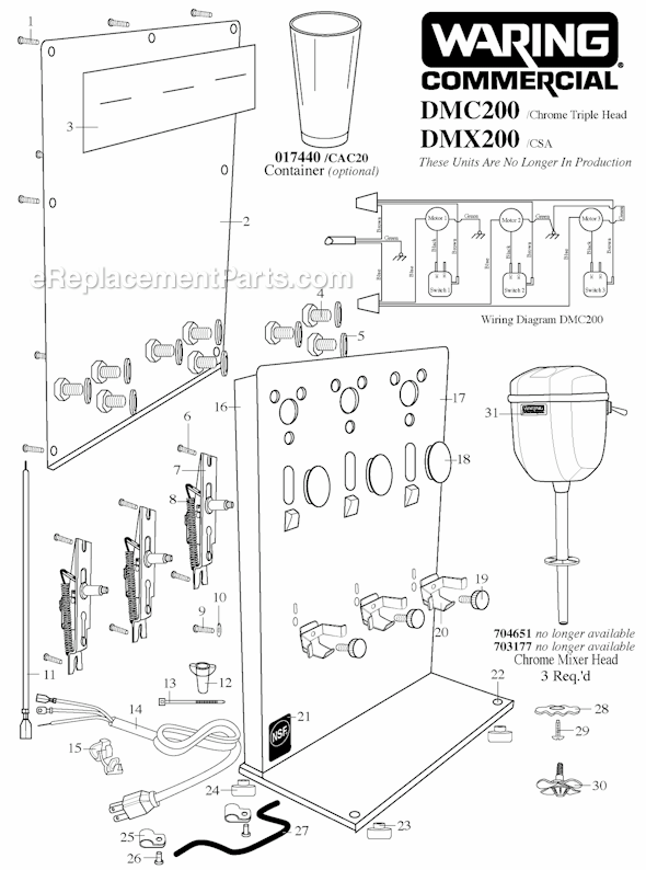 Waring 31DM53 Drink Mixer Page A Diagram
