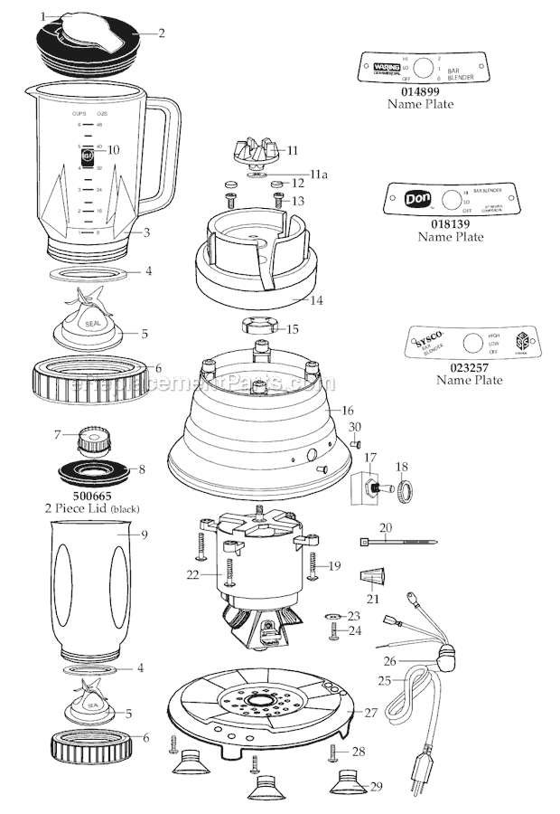Waring BB150-T Blender Page A Diagram