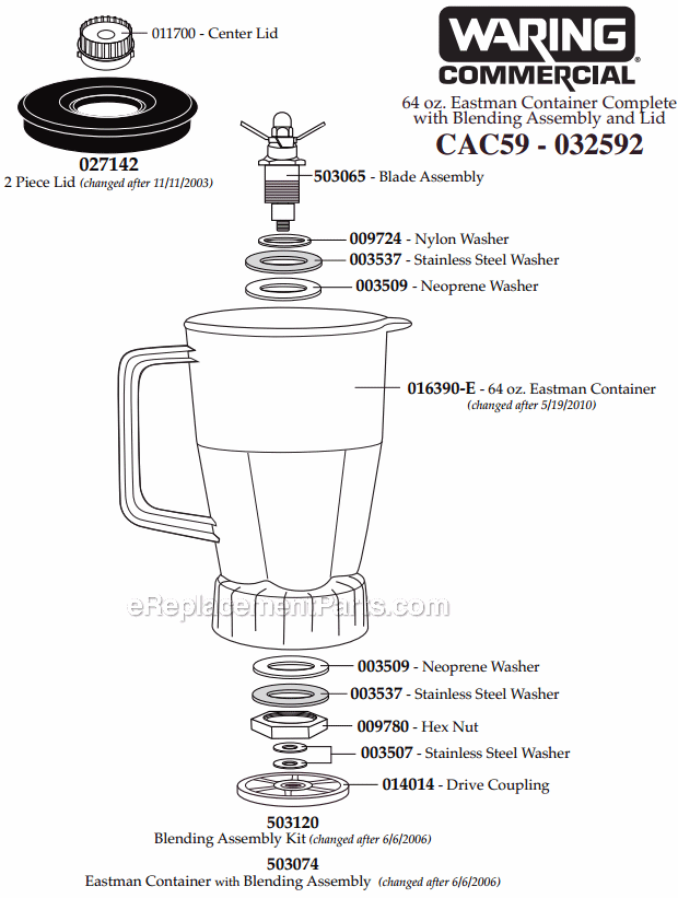 Waring CAC59 Eastman Container Page A Diagram