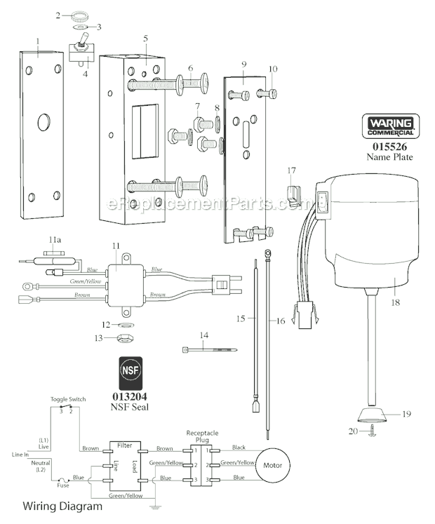Waring DMC280CFA Drink Mixer Page A Diagram