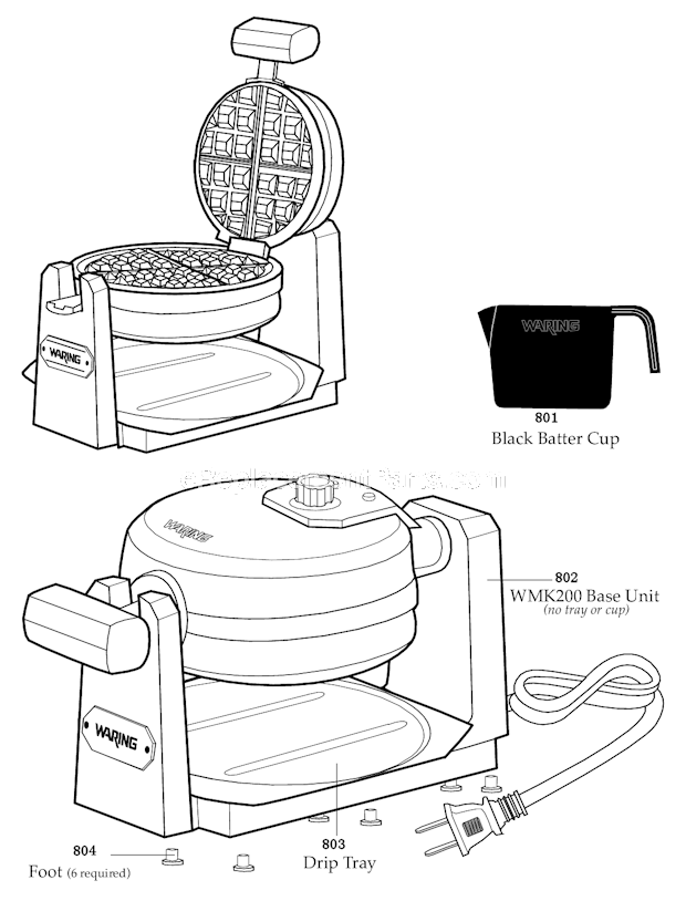 Waring WMK200 Belgian Waffle Maker Page A Diagram