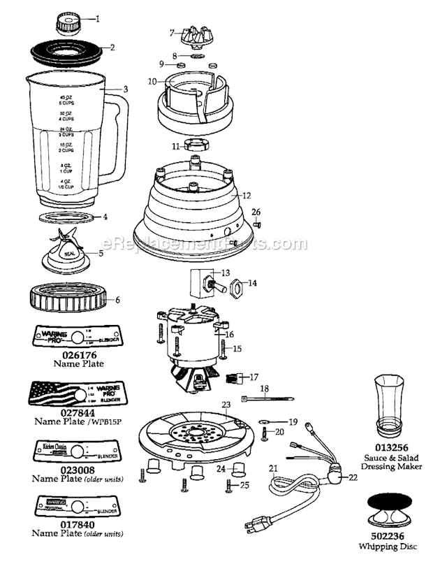 Waring WPB031 Blender (Yellow W/ Maker) Page A Diagram
