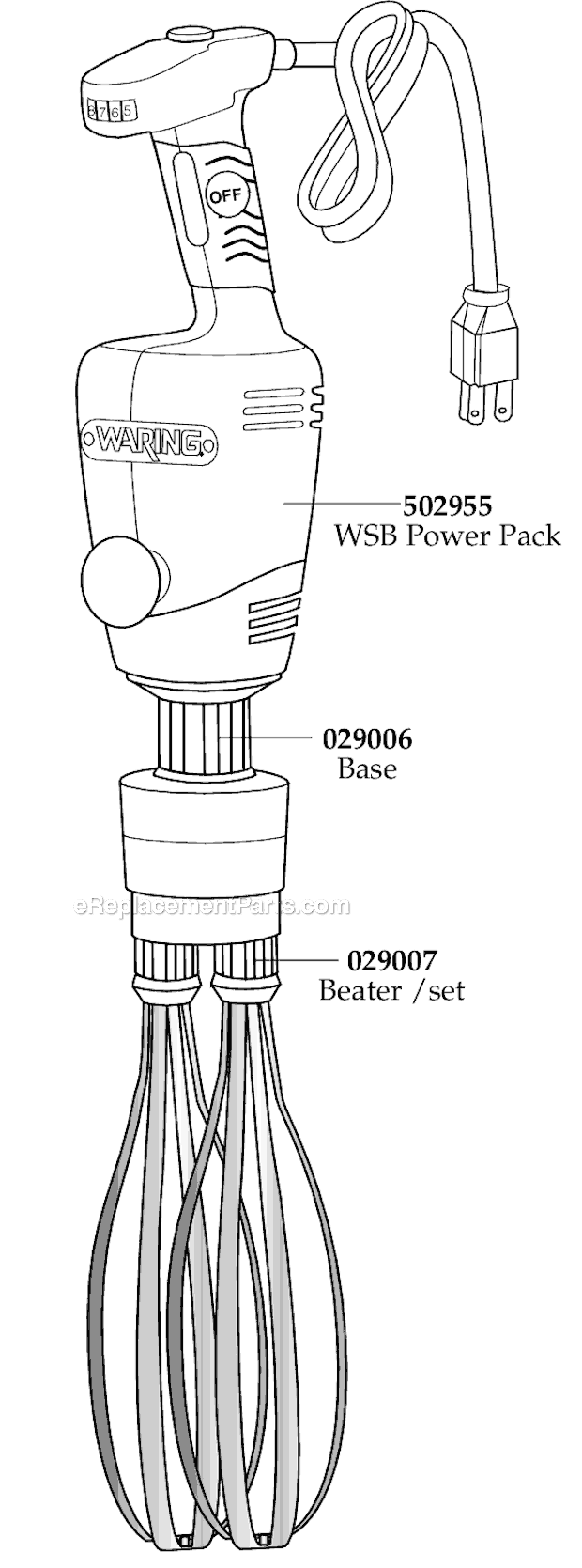 Waring WSBPPW Hand Blender Page A Diagram