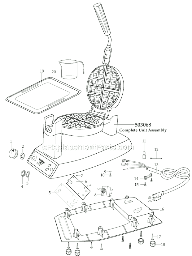 Waring WWM200BJ Waffle Maker Page A Diagram