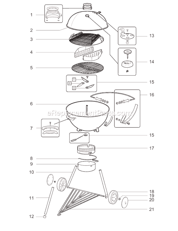 Weber 1551004 (2010) One Touch Pro Kettle Grill Page A Diagram