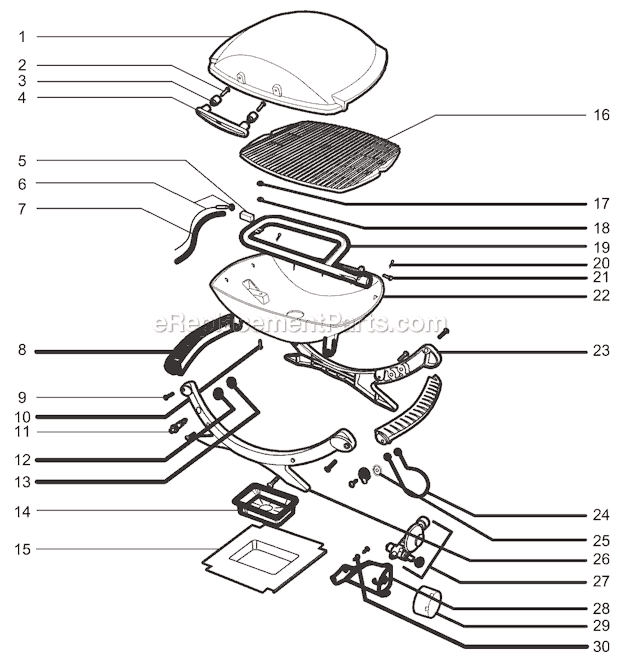 Weber 386001 Weber Baby Q 100 Gas Grill Page A Diagram
