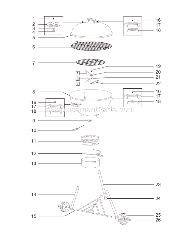 Weber 751001 One Touch Kettle Grill Page A Diagram